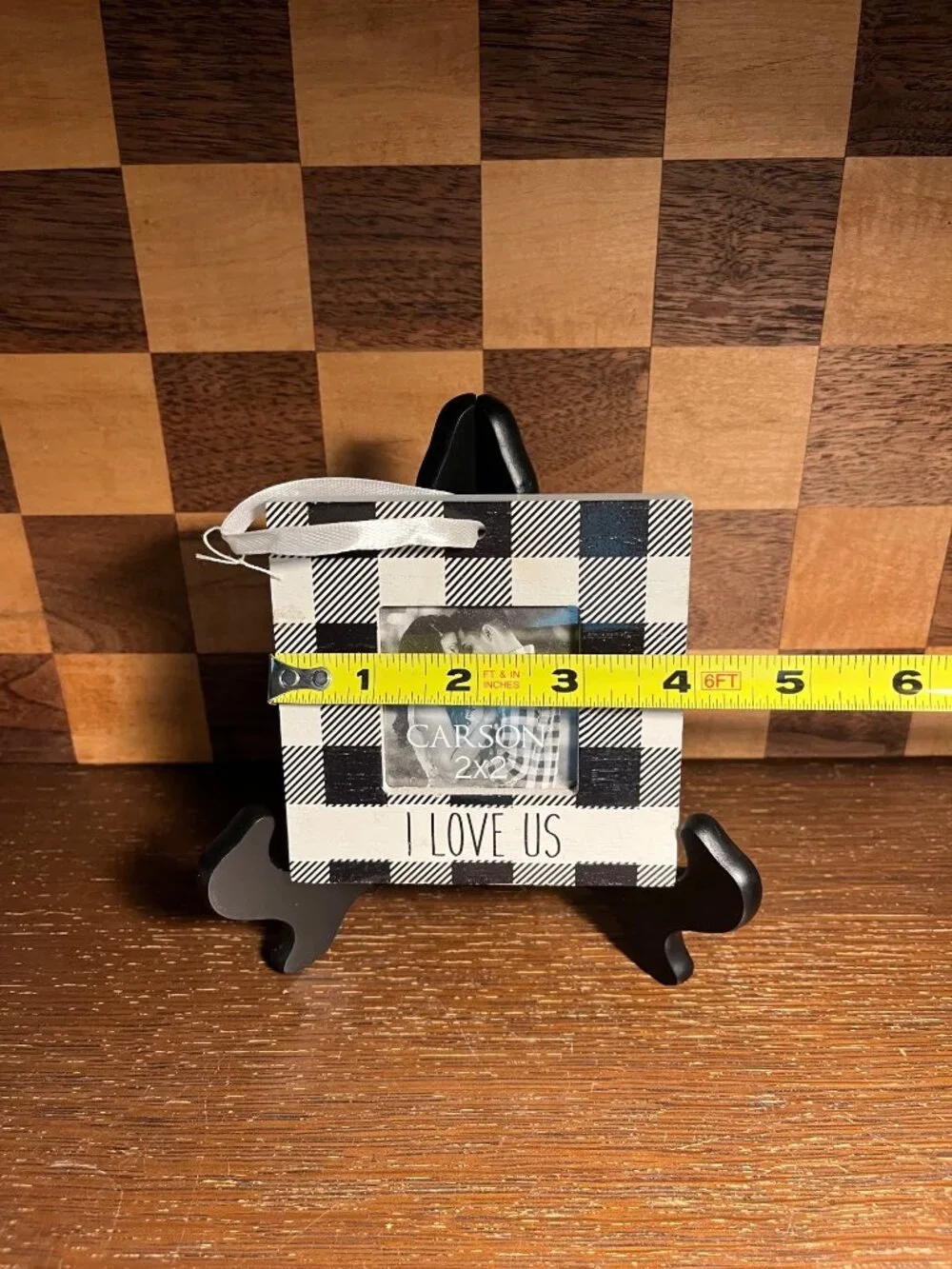 Square Buffalo Plaid I Love Us Frame A581